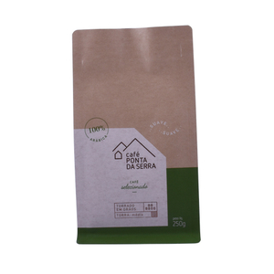 عالية الجودة السماد الغذاء الصف مخصص حقيبة القهوة الطبيعية كرافت الحقيبة السفلية المسطحة مع صمام